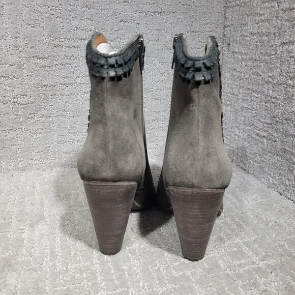 Frye Madeline Short Women's Size 9.5 US Gray Suede Leather Zip Up Ankle Boots