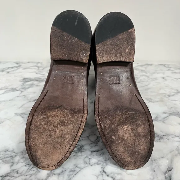 Frye Melissa Button II Leather Boots in Redwood Pull On Style 7.5