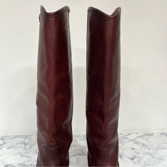 Frye Melissa Button II Leather Boots in Redwood Pull On Style 7.5