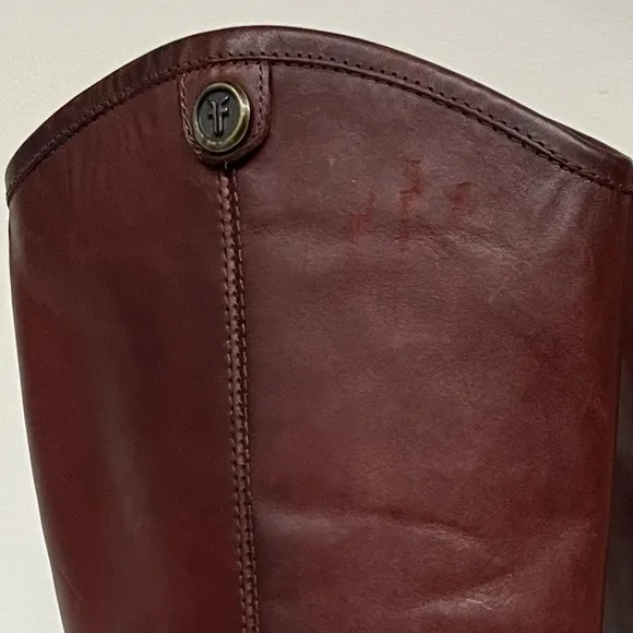Frye Melissa Button II Leather Boots in Redwood Pull On Style 7.5