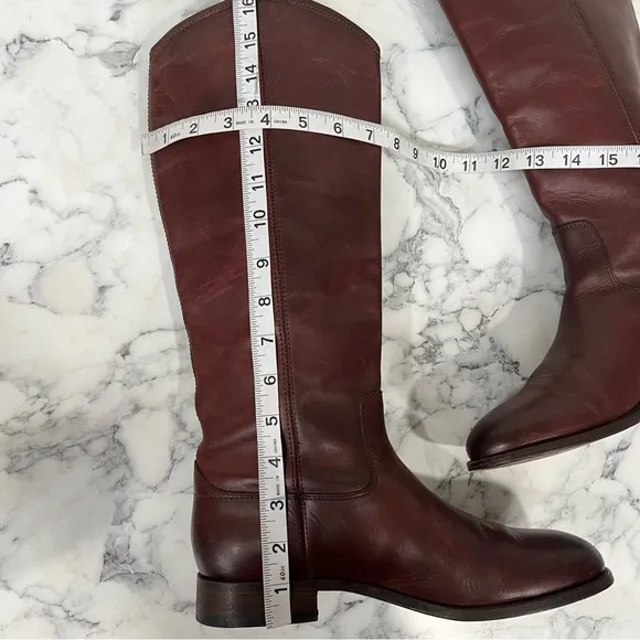 Frye Melissa Button II Leather Boots in Redwood Pull On Style 7.5