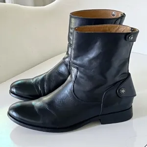 Frye Melissa Button Short Zip Ankle Boots Booties Black Womens Size 9.5 B