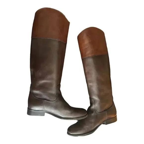 Frye Melissa Logo Knee High Tall Riding Boot Brown