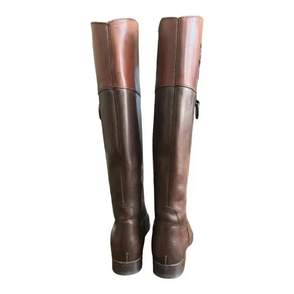 Frye Melissa Logo Knee High Tall Riding Boot Brown
