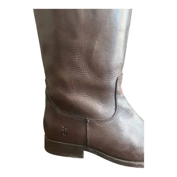 Frye Melissa Logo Knee High Tall Riding Boot Brown