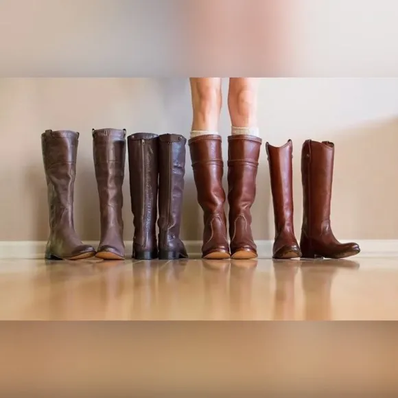 Frye Melissa Tall Riding Boots Brown Distressed