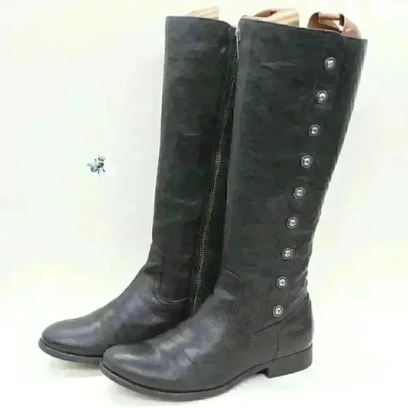 Frye Melissa Women's Black Leather Military Tall Riding Boots Size US 5.5 B