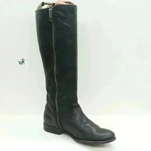 Frye Melissa Women's Black Leather Military Tall Riding Boots Size US 5.5 B