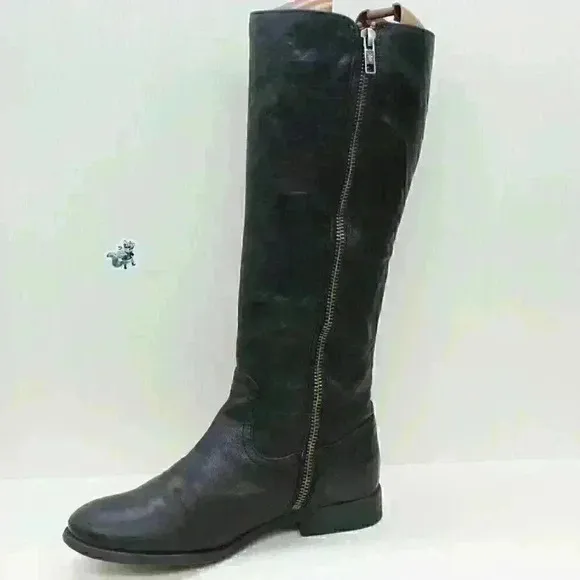 Frye Melissa Women's Black Leather Military Tall Riding Boots Size US 5.5 B