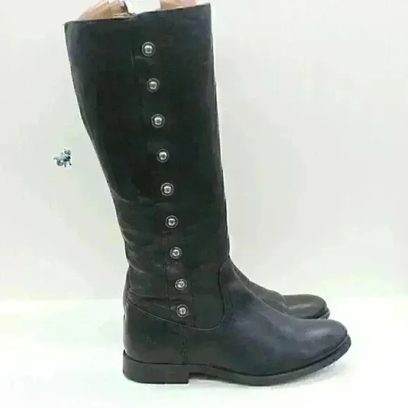 Frye Melissa Women's Black Leather Military Tall Riding Boots Size US 5.5 B