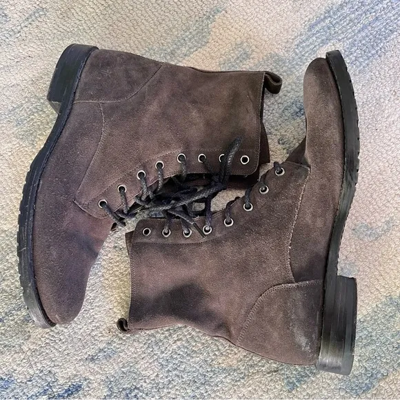 Frye Natalie Brown Suede Leather Lace Up Military Combat Boots SIZE 11B