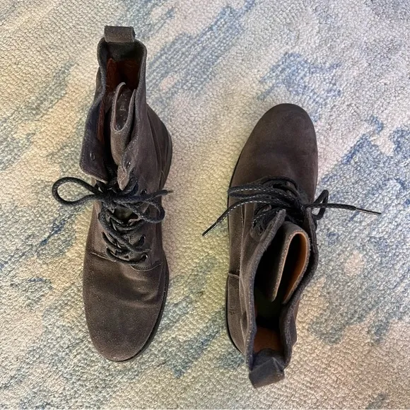 Frye Natalie Brown Suede Leather Lace Up Military Combat Boots SIZE 11B