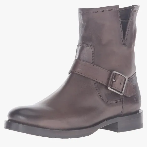 Frye Natalie Engineer Short Women’s Brown Leather Strap Engineer Boots