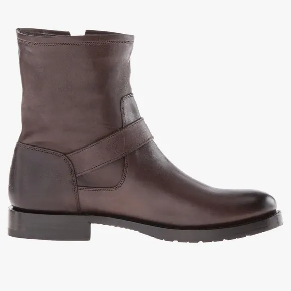 Frye Natalie Engineer Short Women’s Brown Leather Strap Engineer Boots
