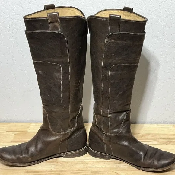 Frye Paige Dark Brown Leather Tall Riding Equestrian Boots Womens Sz 6.5B 76532