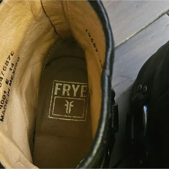 Frye Phillip Harness  Black Leather Short Riding Boots