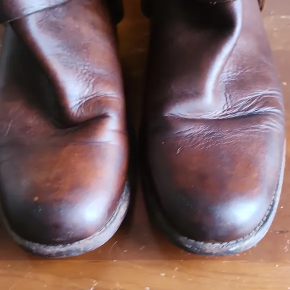 Frye Phillip Harness Boots with Zip Up Back 8b