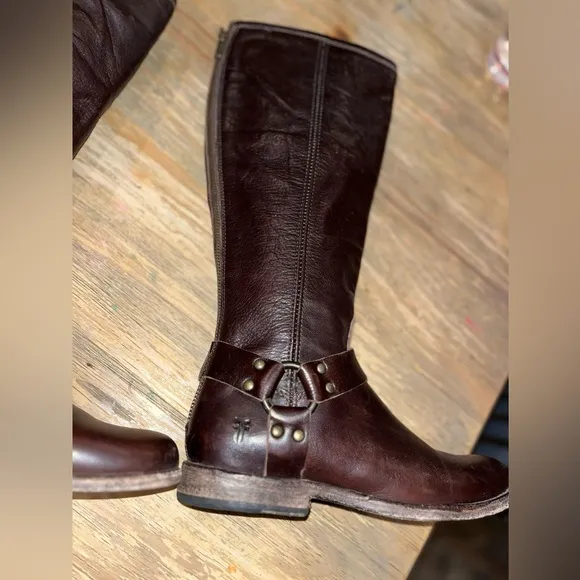 Frye Phillip Harness Leather Tall Boot Dark Brown