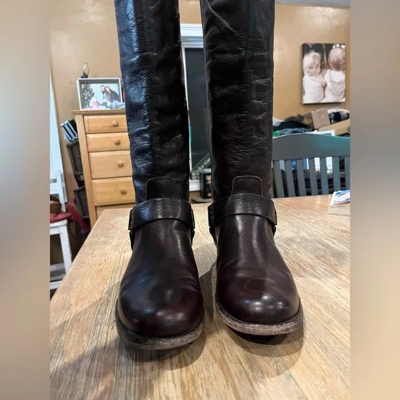 Frye Phillip Harness Leather Tall Boot Dark Brown