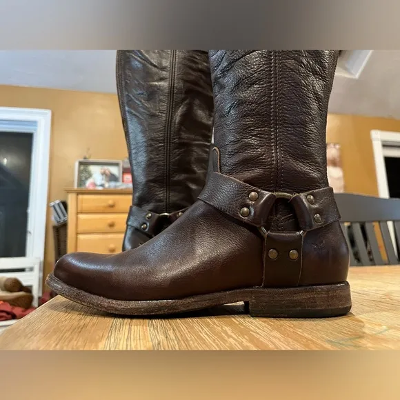 Frye Phillip Harness Leather Tall Boot Dark Brown