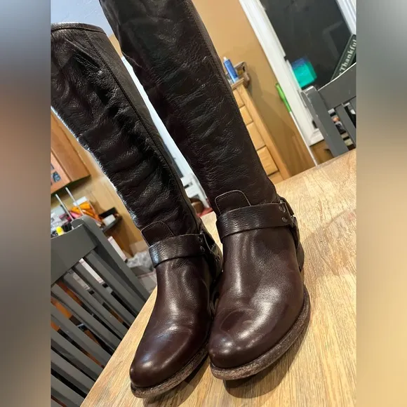 Frye Phillip Harness Leather Tall Boot Dark Brown