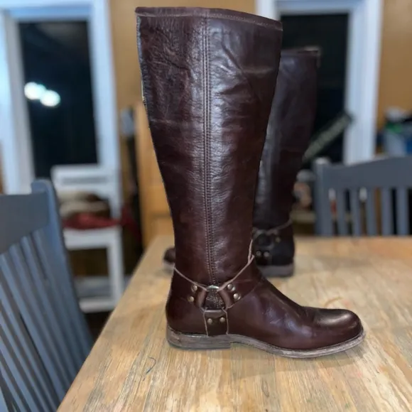 Frye Phillip Harness Leather Tall Boot Dark Brown