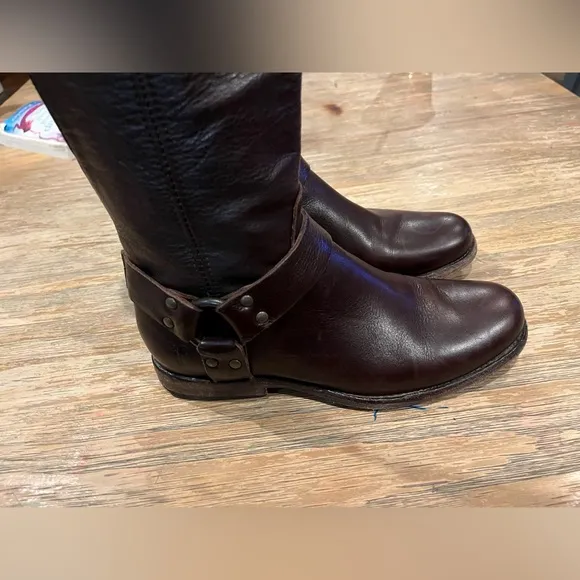Frye Phillip Harness Leather Tall Boot Dark Brown