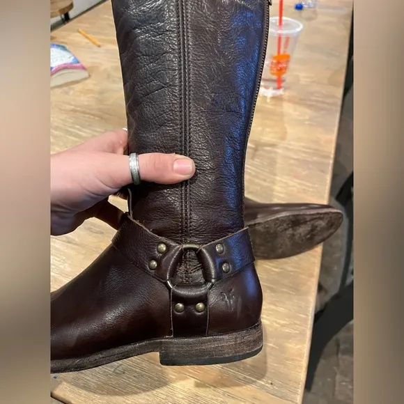 Frye Phillip Harness Leather Tall Boot Dark Brown