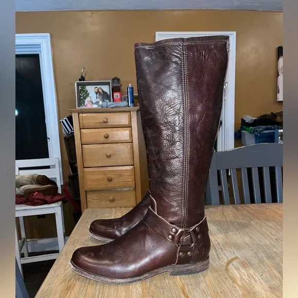 Frye Phillip Harness Leather Tall Boot Dark Brown
