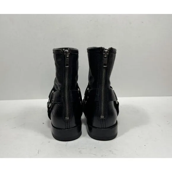 Frye Phillip Harness Short Boots Black Back Zip Closure Women’s Sz 7.5 3471367
