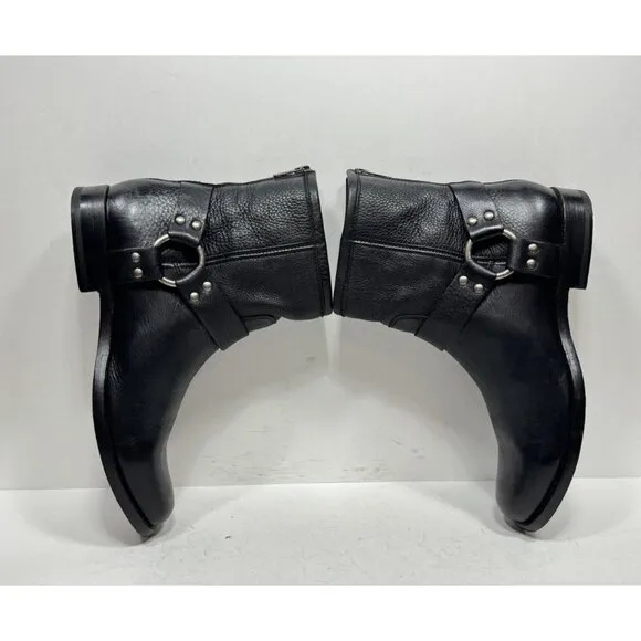 Frye Phillip Harness Short Boots Black Back Zip Closure Women’s Sz 7.5 3471367