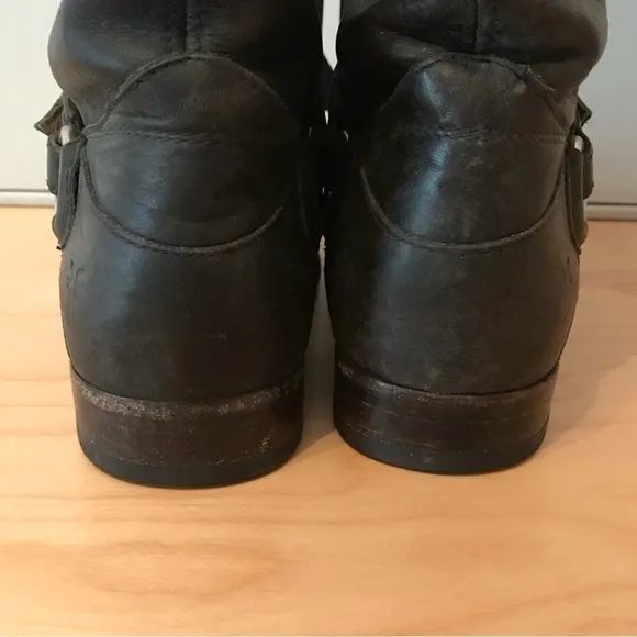 Frye Phillip Ring Black Leather Tall Boots