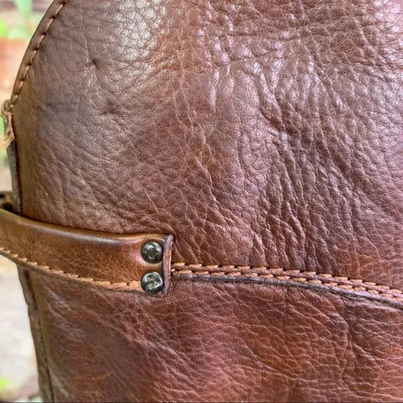 FRYE Phillip Tall Pebbled Brown Buckle Leather Riding Boots, 7.5B
