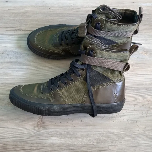 Frye Ryan Lug Hiker Canvas &amp;  Leather Hiking Boots Sneaker Lace Up Men’s 11