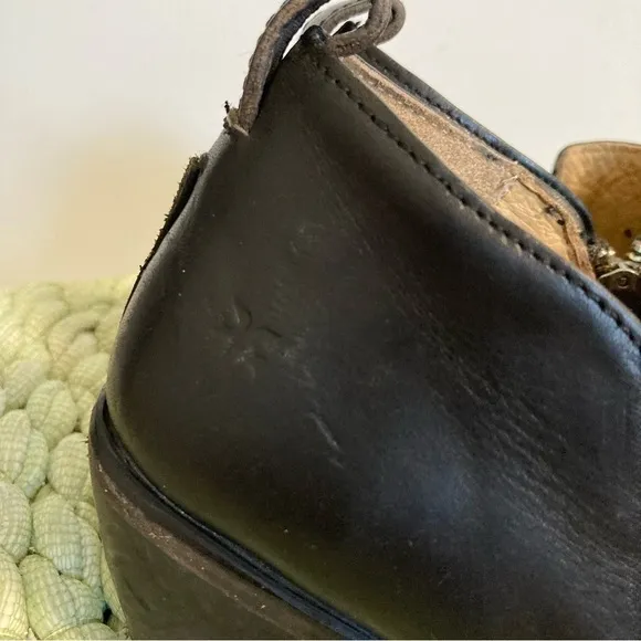 Frye Sacha Moto Black Leather Shootie Zip Ankle Boots