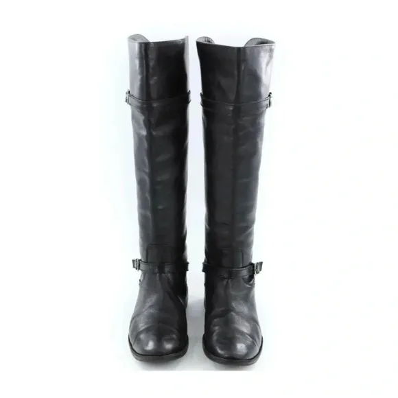 FRYE Shirley 77745 Black Leather Equestrian Riding Boots Size 5.5 Comes with Box