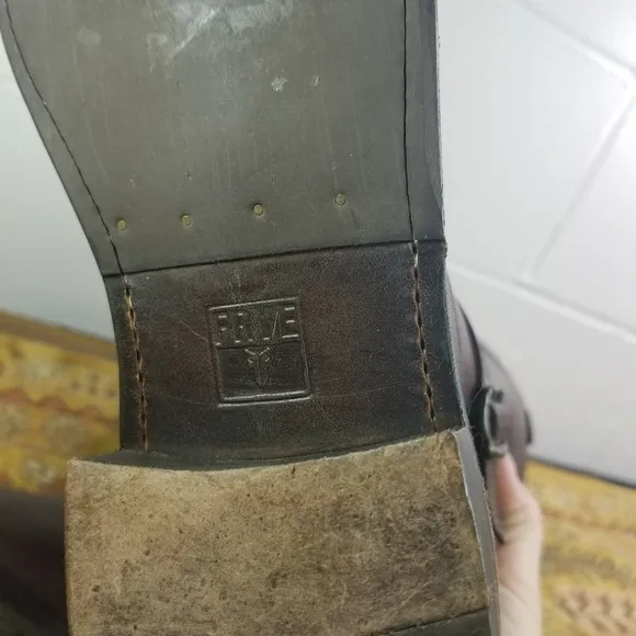Frye Shirley brown rivet leather tall riding boots