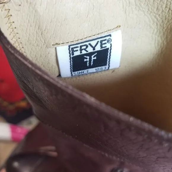 Frye Shirley brown rivet leather tall riding boots