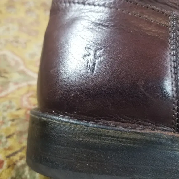 Frye Shirley brown rivet leather tall riding boots