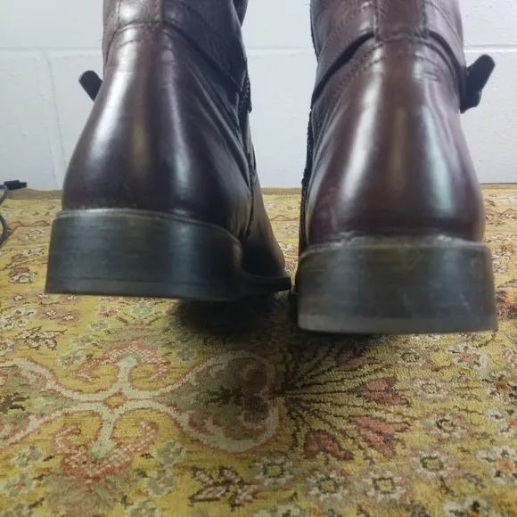 Frye Shirley brown rivet leather tall riding boots