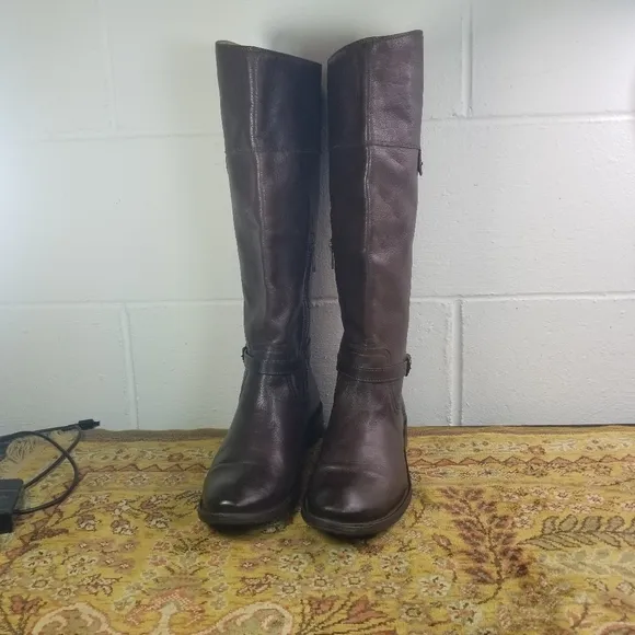Frye Shirley brown rivet leather tall riding boots