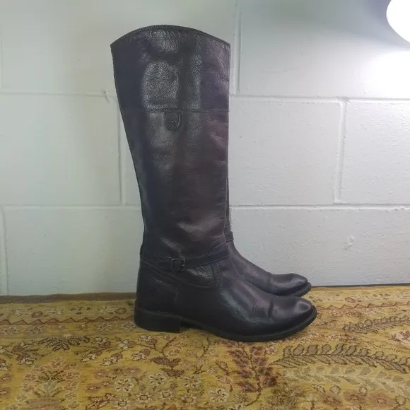 Frye Shirley brown rivet leather tall riding boots