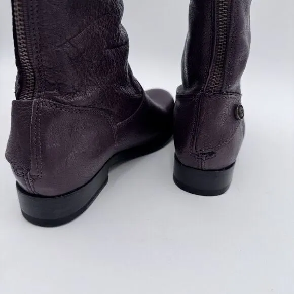Frye Size 5.5B 76430 Women's Tall Melissa Button Back Full‎ Zip Brown Boots Read