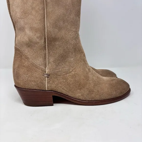 Frye Tall Suede Riding Boots Taupe Size 8.5