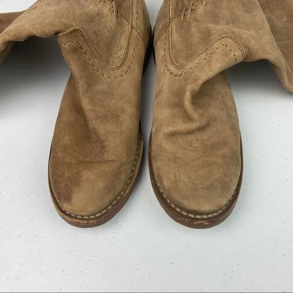 Frye Tan Tall Riding Combat Boots