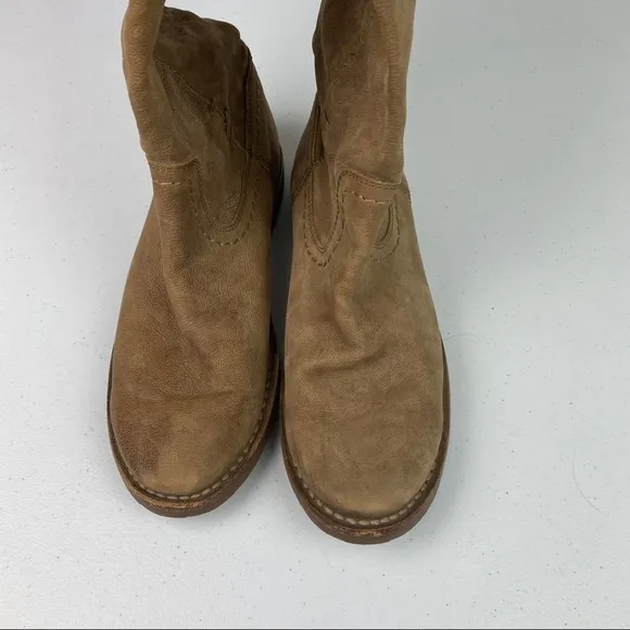 Frye Tan Tall Riding Combat Boots