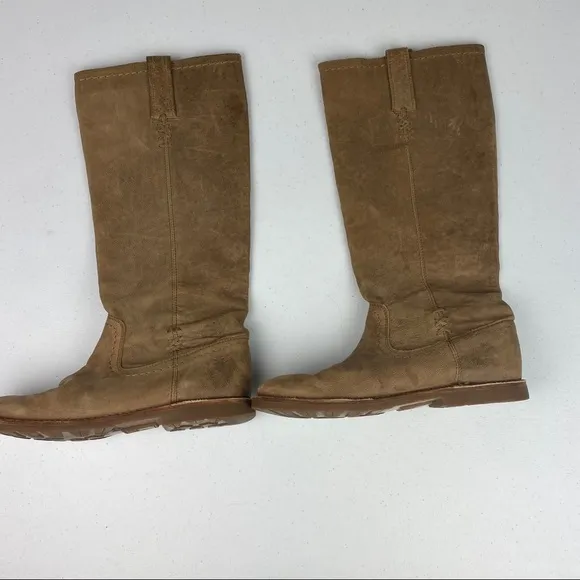 Frye Tan Tall Riding Combat Boots