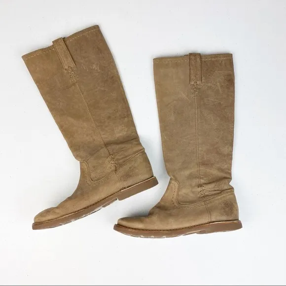 Frye Tan Tall Riding Combat Boots