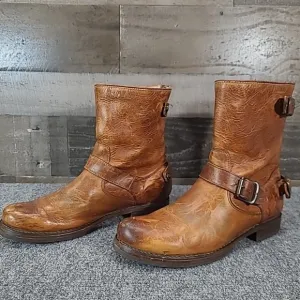 FRYE Veronica 76603 Women Size 9 B Cognac Brown  Short Double Buckle Boots