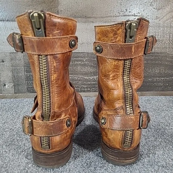 FRYE Veronica 76603 Women Size 9 B Cognac Brown  Short Double Buckle Boots